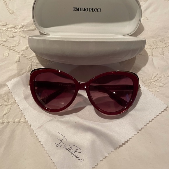 Rare Emilio Pucci burgundy red cat eye sunglasses, EUC
